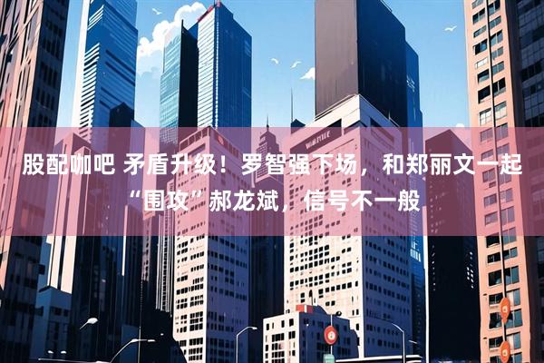 股配咖吧 矛盾升级！罗智强下场，和郑丽文一起“围攻”郝龙斌，信号不一般