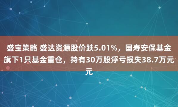 盛宝策略 盛达资源股价跌5.01%,国寿安保基金旗下1只基金重仓,持有30万股浮亏损失38.7万元